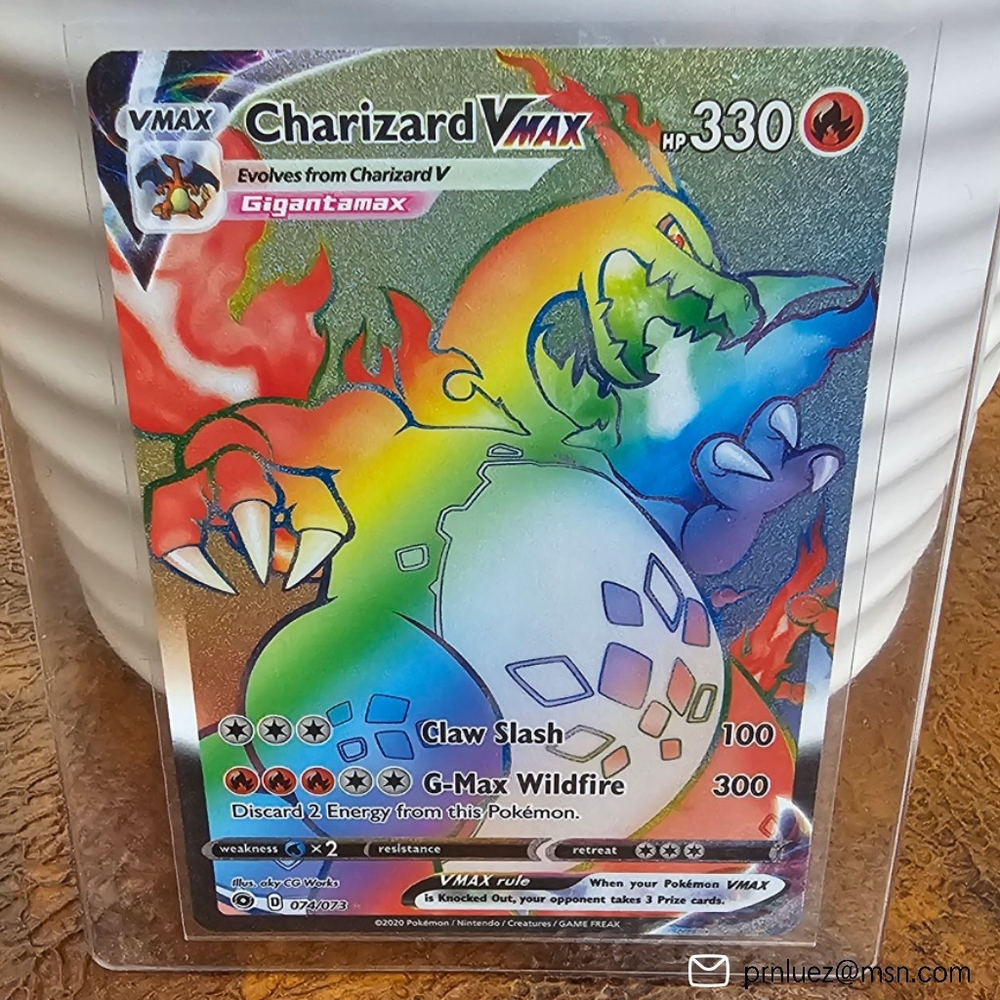Pokémon Charizard VMAX Champion's Path 074/073 Holo Rainbow Secret Rare NM